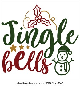 Jingle Bells, Merry Christmas shirts Print Template, Xmas Ugly Snow Santa Clouse New Year Holiday Candy Santa Hat vector illustration for Christmas hand lettered