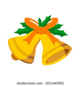 Jingle Bells Orange Ribbon Vector Graphic Illustration Sign Symbol Design