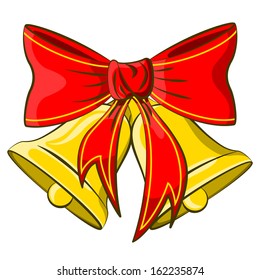 Jingle bells with red bow on a white background. Vector illustration