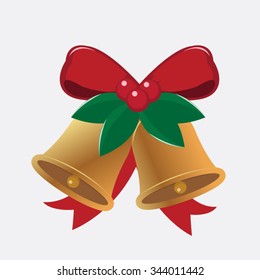 Jingle bells with red bow on a white background. Vector illustration