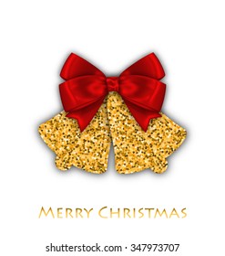 Jingle bells with red bow on a white background. Vector illustration