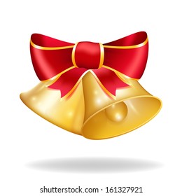 Jingle bells with red bow. Vector illustration