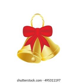 Jingle bells with red bow. Vector illustration