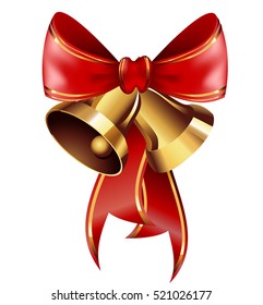 Jingle bells with red bow . Vector illustration