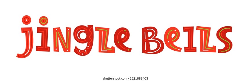 JINGLE BELLS red vector decorative hand lettering banner