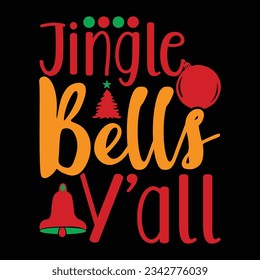 jingle bells y’all retro design, jingle bells christmas design