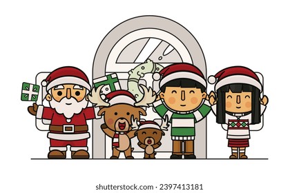 Jingle Bells with Santa Claus, Reindeer, and Family