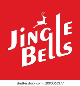 Jingle Bells typography with deer symbol, christmas decoration, background vector illustration
