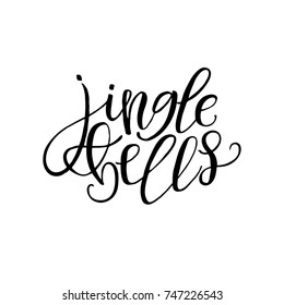 Jingle bells vector hand drawn text calligraphic. Design for card, print, poster. 