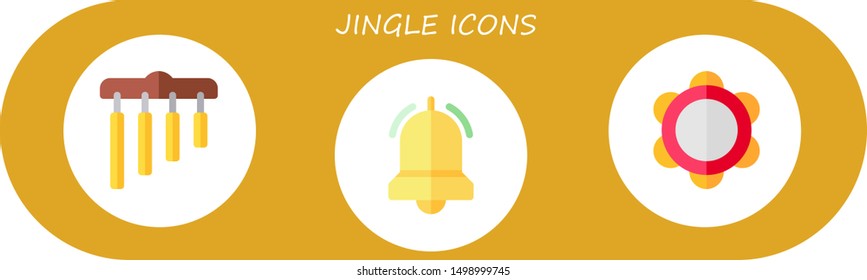 jingle icon set. 3 flat jingle icons.  Simple modern icons about  - chimes, alarm, tambourine