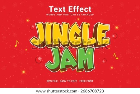 Jingle jam text effect, vintage retro editable text effect