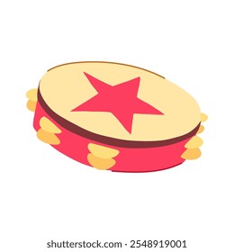 jingle tambourine cartoon. beat sound, hand play, folk band jingle tambourine sign. isolated symbol vector illustration