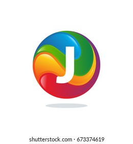 J-initial 3D Modern Ball Logo template designs vector illustration