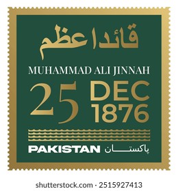Jinnah, Quaid e Azam, Arabic or Muslim name, in a creative Kufic Calligraphy.