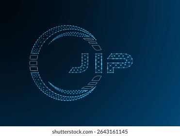 JIP low poly letter logo vector design. JIP lower poly logo design. Low poly logo.