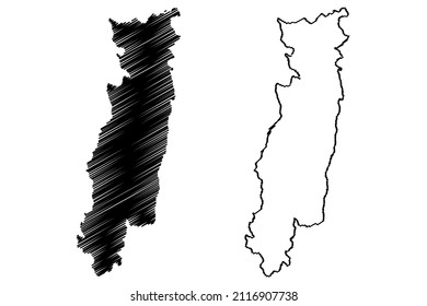 Jiquirica municipality (Bahia state, Municipalities of Brazil, Federative Republic of Brazil) map vector illustration, scribble sketch Jiquirica map