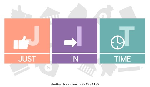 JIT - Just in time acronym. business concept background. vector illustration concept with keywords and icons. lettering illustration with icons for web banner, flyer, landing page