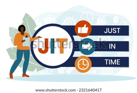 JIT - Just in time acronym. business concept background. vector illustration concept with keywords and icons. lettering illustration with icons for web banner, flyer, landing page