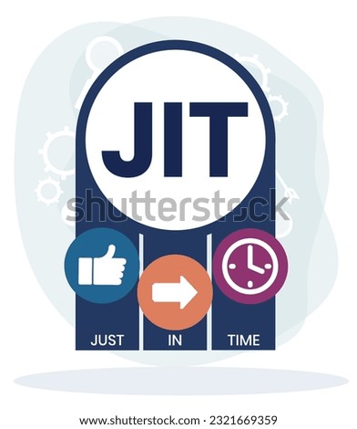 JIT - Just in time acronym. business concept background. vector illustration concept with keywords and icons. lettering illustration with icons for web banner, flyer, landing page