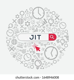 JIT mean (just in time) Word written in search bar,Vector illustration.