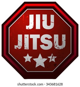 Jiu Jitsu Grunge Octagonal Sign, Vector Illustration.
