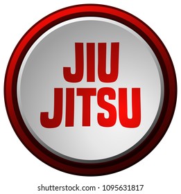 Jiu Jitsu Round Red and White Button.