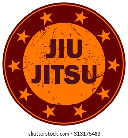 Jiu Jitsu Round Sign, Vector Illustration.