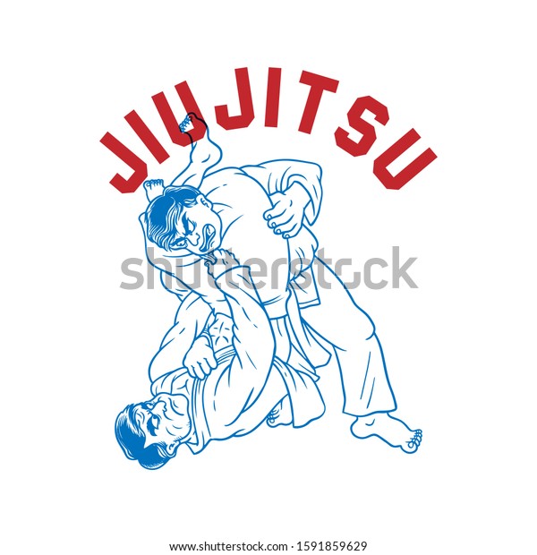 Jiu Jitsu Vector Hand Drawing Vector Stock Vector (Royalty Free) 1591859629