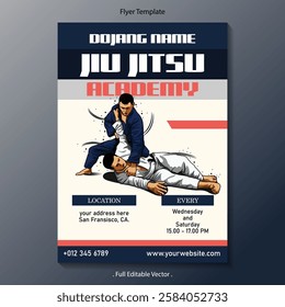 Jiujitsu academy flyer template, ready for print and online flyer