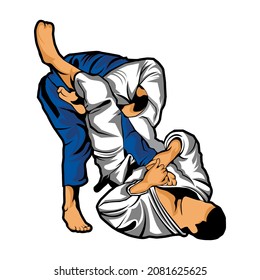 Jiu-Jitsu Fight illustration on white background, Vector