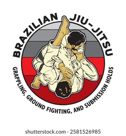 Jiu-jitsu martial art vector illustration, perfect for t shirt design and martial art training club logo design	