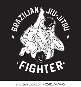 Jiu-jitsu martial art vector illustration, perfect for t shirt design and martial art training club logo design