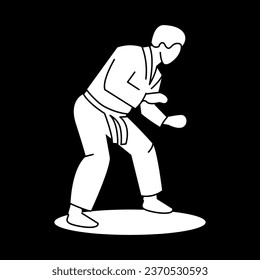 Jiu-jitsu player color concept. Martial art isolated on color background. Digital illustration for web page, mobile app, promo.
