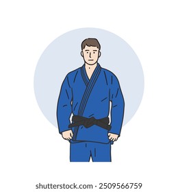 ein Jiu-Jitsu Spieler in Uniform, Jiu-Jitsu Kampfkunst Illustration. 