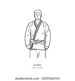 ein Jiu-Jitsu Spieler in Uniform, Jiu-Jitsu Kampfkunst Illustration. 