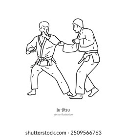 ein Jiu-Jitsu Spieler in Uniform, Jiu-Jitsu Kampfkunst Illustration. 