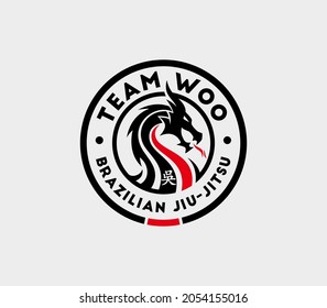 Jiujitsu Team Logo With Dragon Mascot