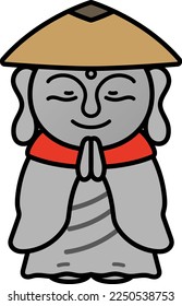 Jizo (stone statue) isolated vector illustration.