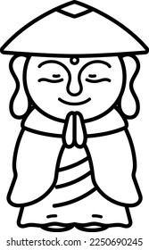 Jizo (stone statue) isolated vector illustration.