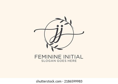 JJ Beauty Monogram And Elegant Logo Design Handwriting Logo Of Initial Signature, Wedding, Fashion, Floral And Botanical With Creative Template.