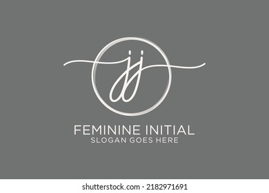 JJ handwriting logo with circle template vector logo of initial signature, wedding, fashion, floral and botanical with creative template.