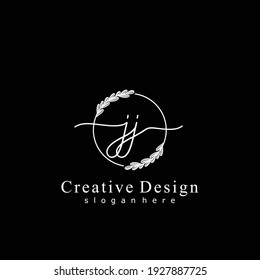JJ Initial calligraphy handwritten logo. Handwritten alphabet in the logo template. Letters and Alphabet for signature, wedding, fashion, floral and botanical logo design 