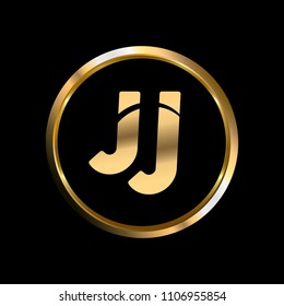 JJ initial circle company logo gold black background