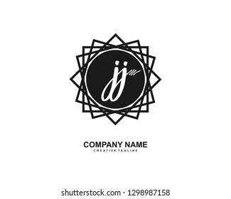 JJ Initial Handwriting Logo Template Vector