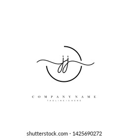 JJ initial handwriting logo template vector
