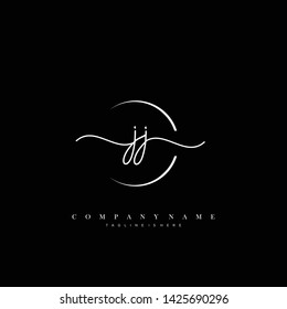 JJ initial handwriting logo template vector