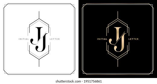 JJ initial letter and graphic name, JJ Monogram, for Wedding couple title, logo company and icon business, with three colors variation designs of isolated white and black backgrounds.