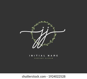 JJ Initial letter handwriting and  signature logo. A concept handwriting initial logo with template element.
