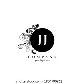 JJ Initial Letter Logo Design with Ink Cloud Flowing Texture Vector.