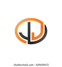 JJ initial letters looping linked ellipse logo orange black